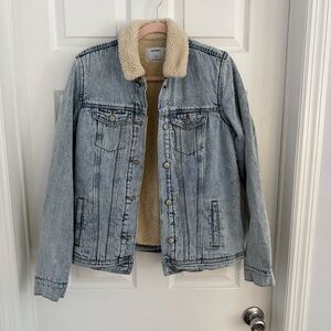 Old Navy Sherpa Lined Denim Jacket Size Medium Tall